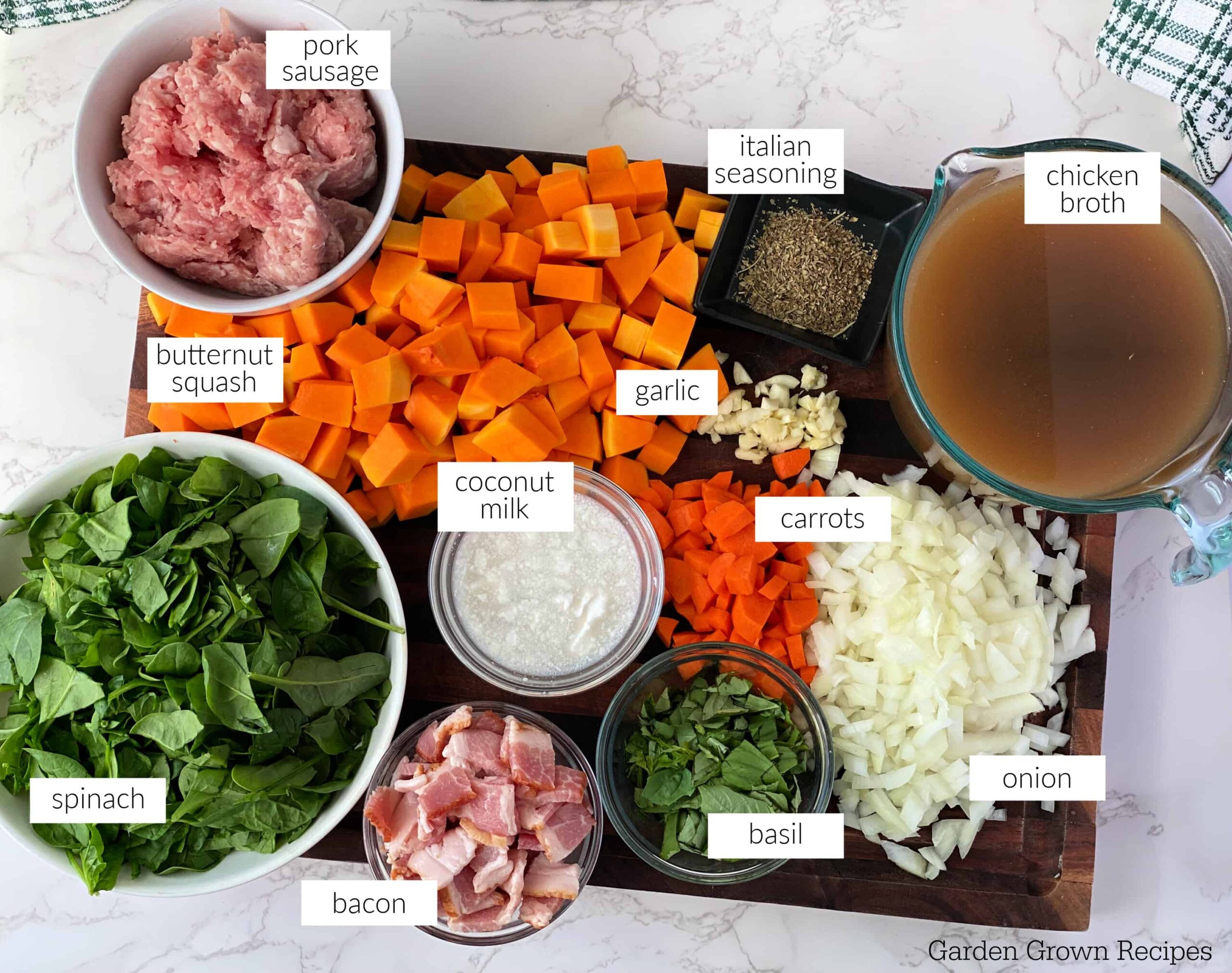 ingredients to make Dairy Free Zuppa Toscana soup recipe 