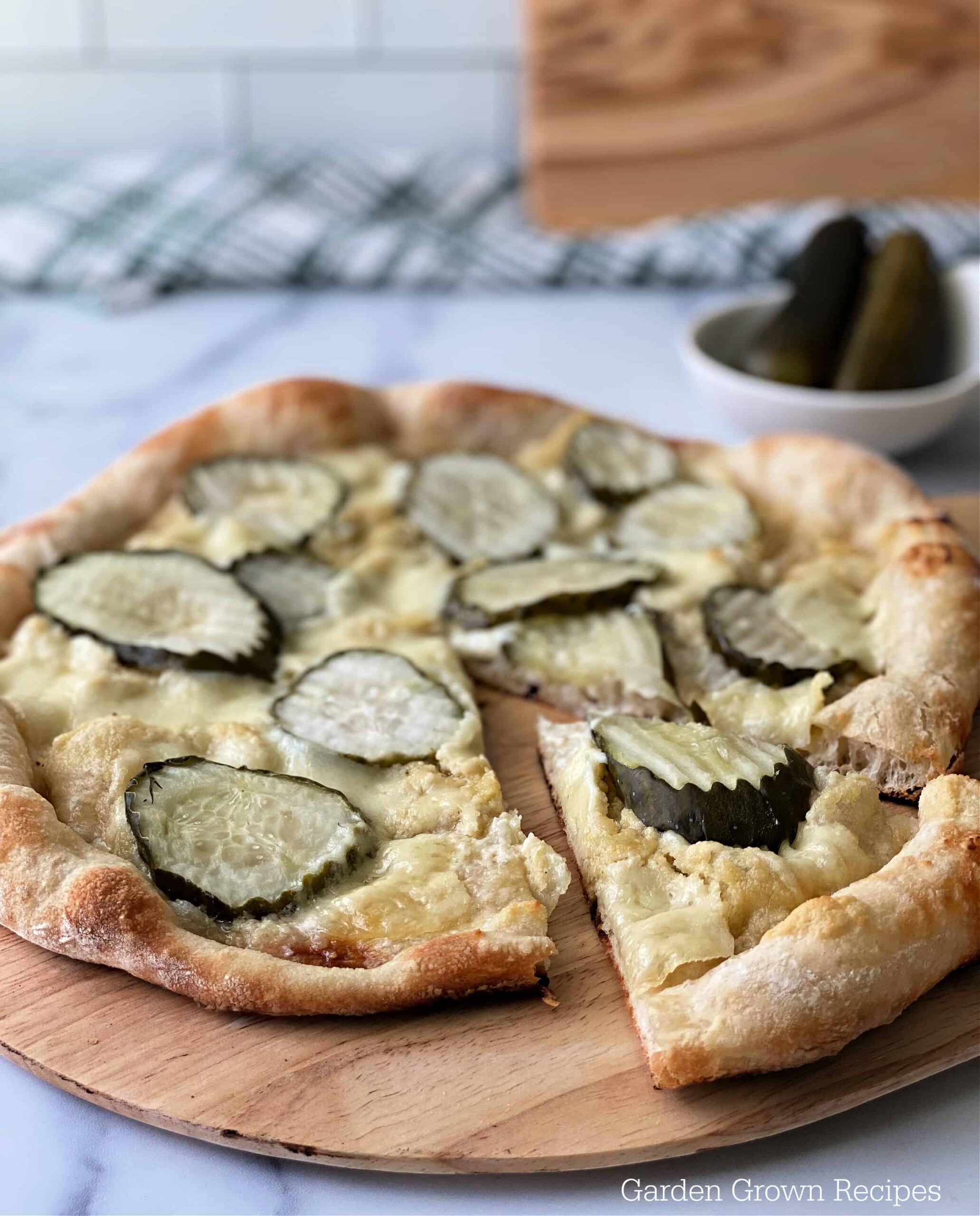 Dill Pickle Pizza Recipe with Garlic Cream Sauce
