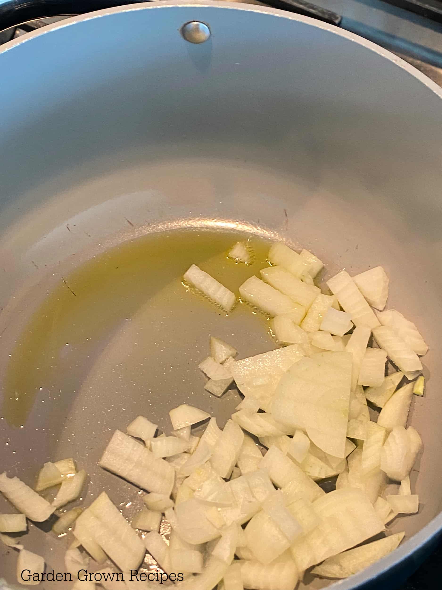 saute onions in large pot