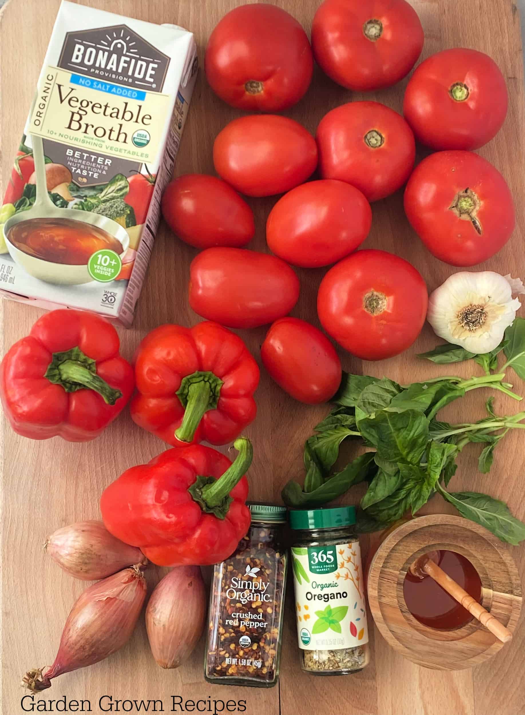 ingredients to make Roasted Red Pepper Tomato Soup