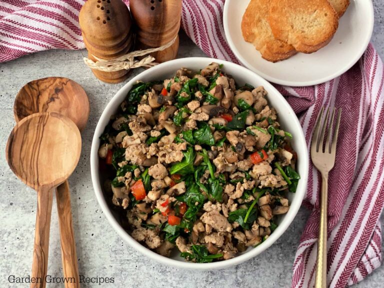 Mushroom Sausage Skillet Recipe with Baby Spinach